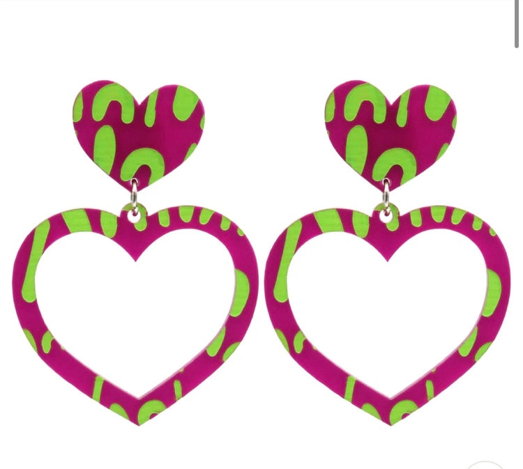 Sea Glass 'Woman' Heart hoop earrings