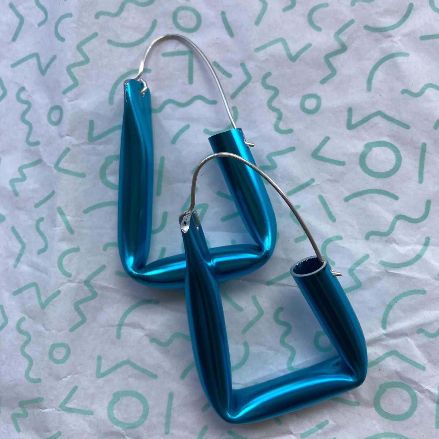 Blue Short Straw Earrings