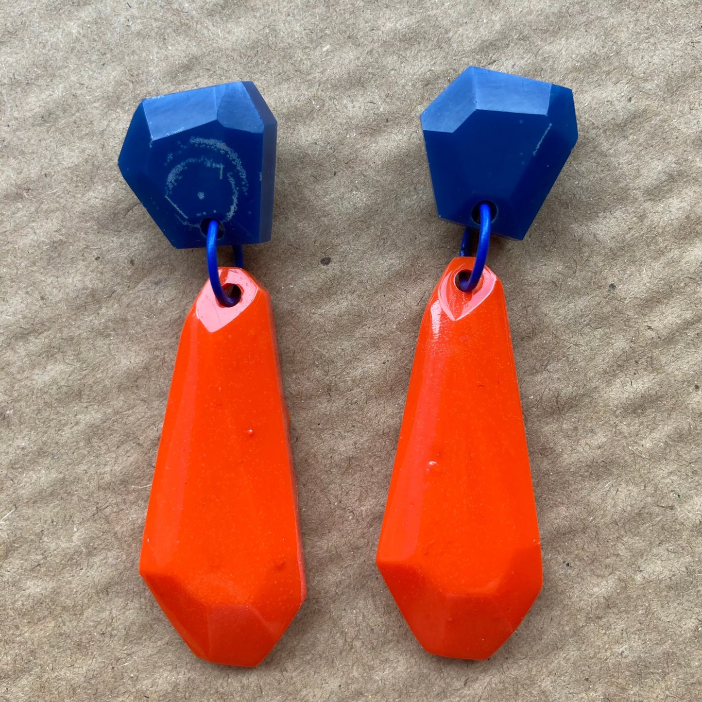 Dark Blue and Orange - Geo Dangles