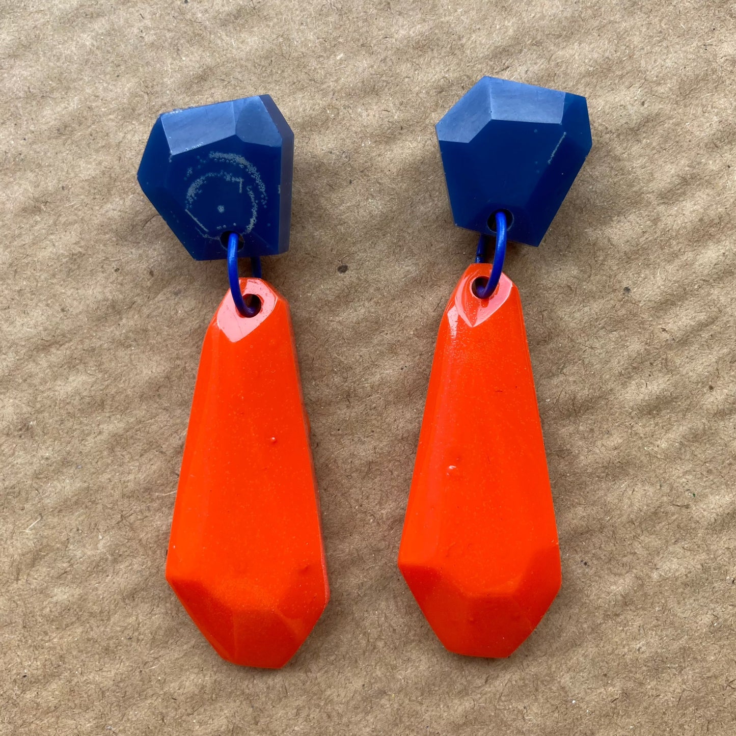 Dark Blue and Orange - Geo Dangles