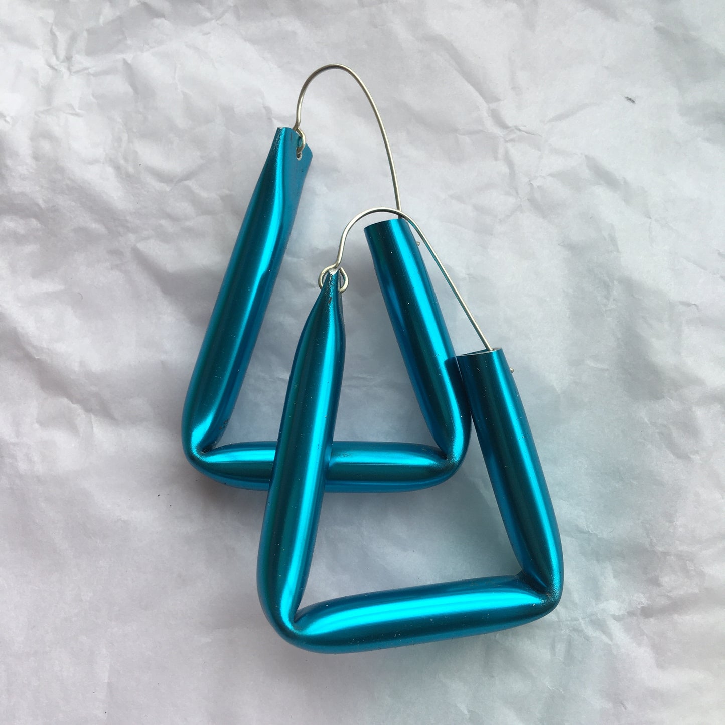 Blue Short Straw Earrings