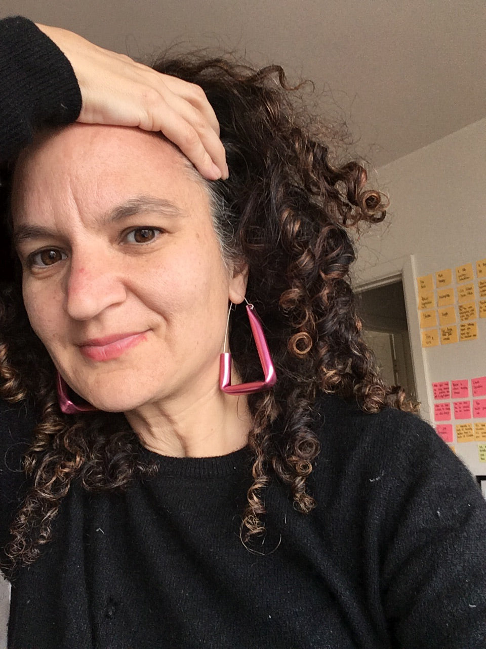 Pink Short Straw Earrings