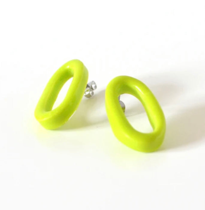 Lime Green Little Long Link Studs