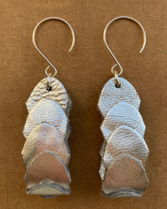 Silver 9 Scale Earrings