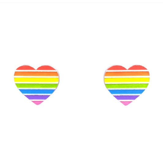 Rainbow 'Pride Flag' Heart Studs