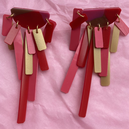 Pink, Red and Gold Shimmy Dangles