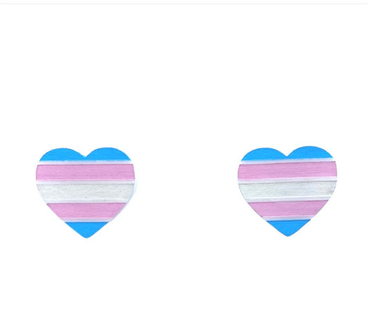 Trans 'Pride Flag' Heart Studs