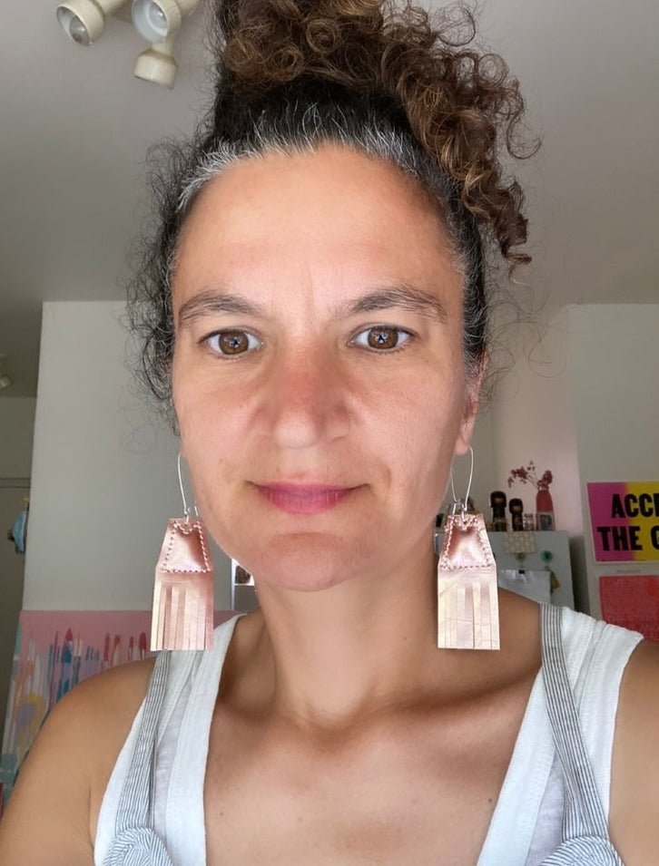 Black and White S Triangle Earrings