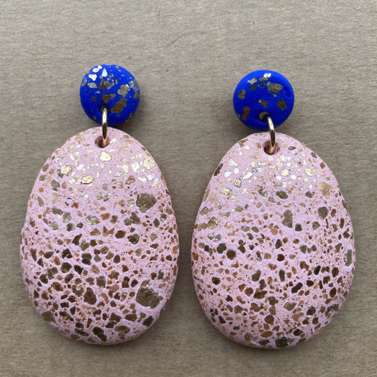 Turkish sea blue and shell pink Terrazzo Drop Earrings