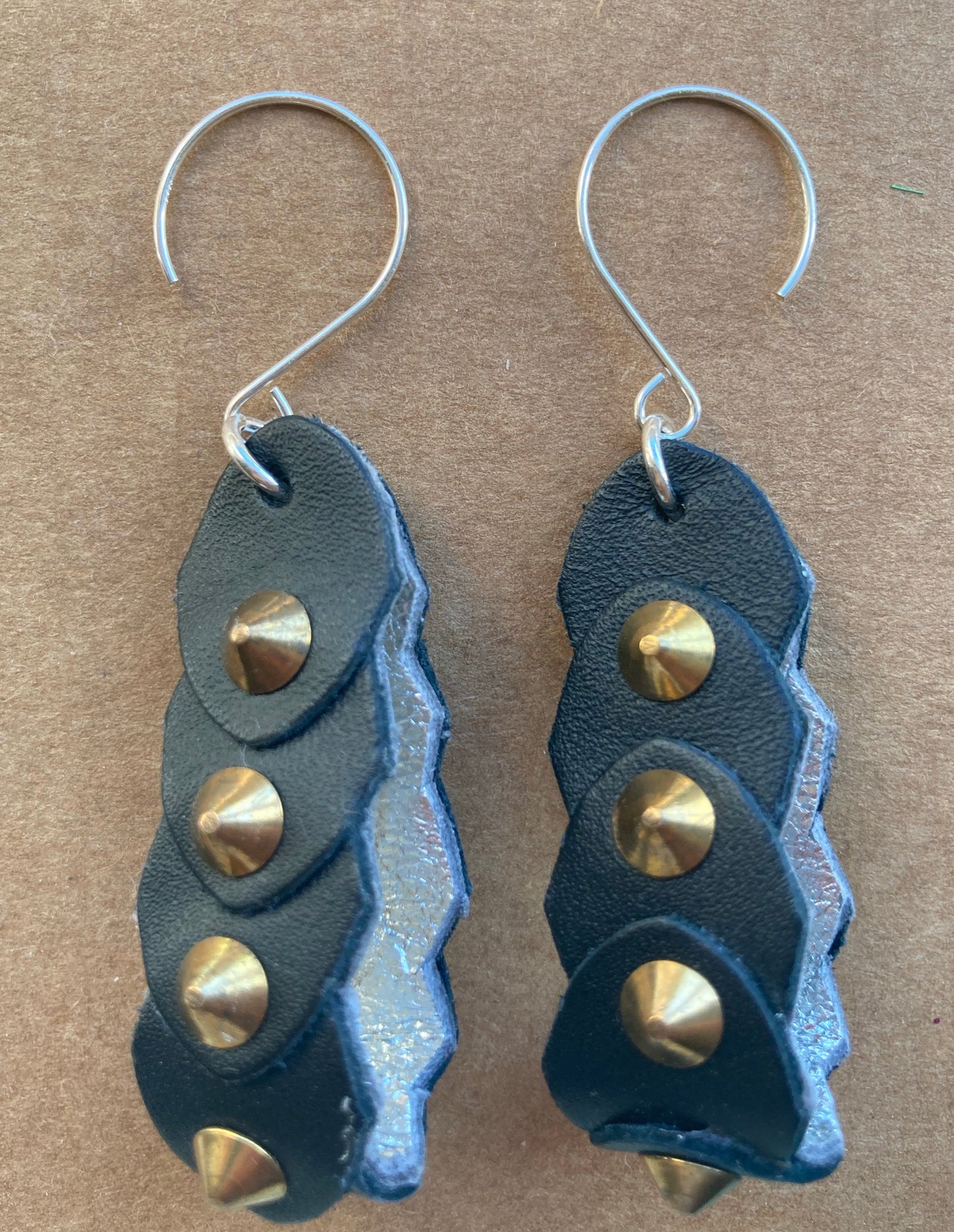 Black 9 Scale Studded Earrings