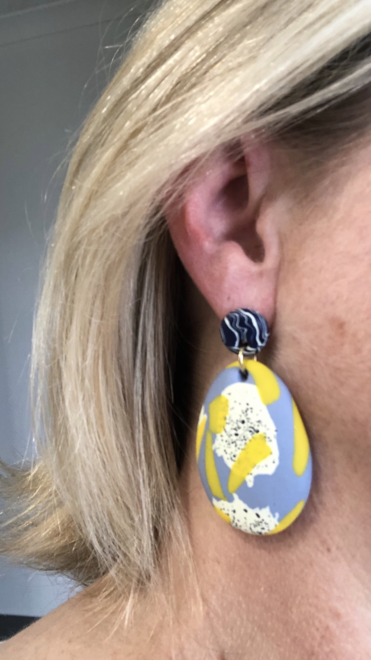 Buttercup and White Texta Drop Earrings