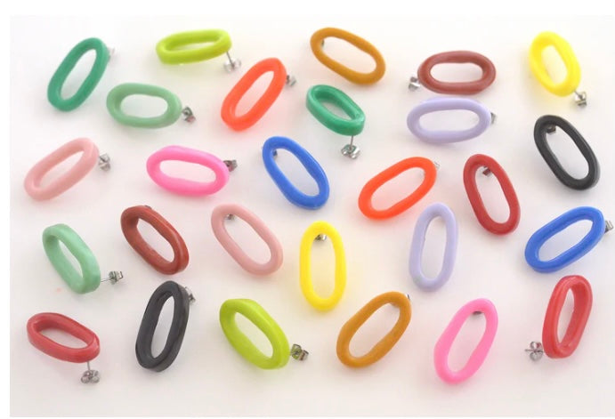 Lime Green Little Long Link Studs