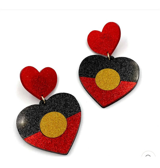 'Indigenous Pride' Glitter Heart Earrings