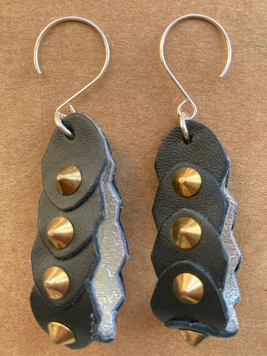 Black 9 Scale Studded Earrings