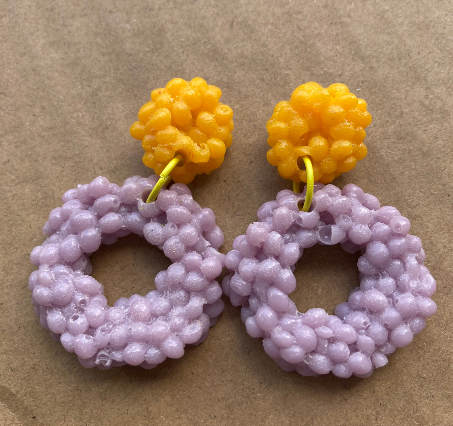 Bright yellow and lilac - Donut Dangles