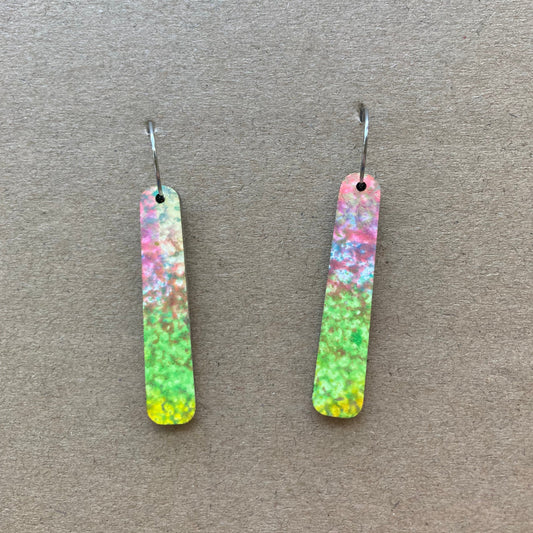 Lime speckle paddle earrings