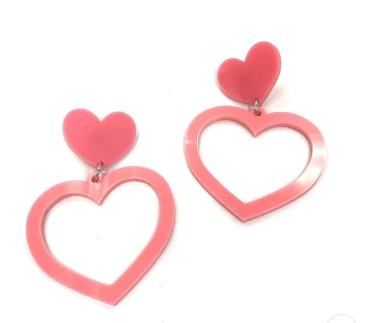Barbie Heart Earrings - Baby Pink