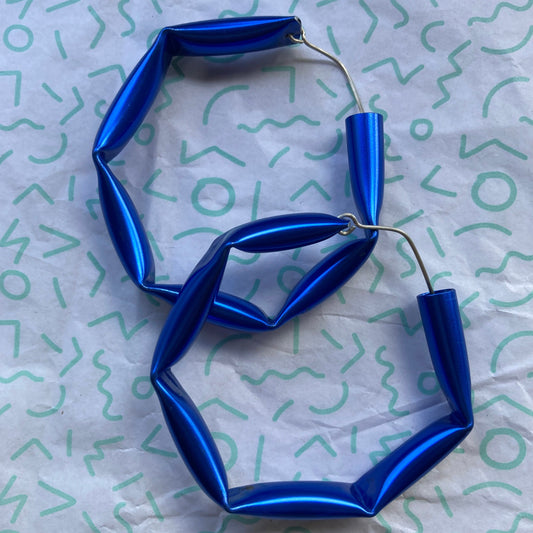 Cobalt Blue 'Gangsta' Hoop Earrings
