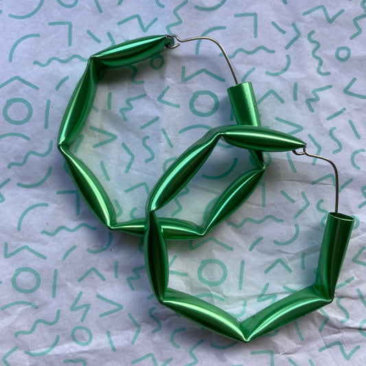 Green 'Gangsta' Hoop Earrings