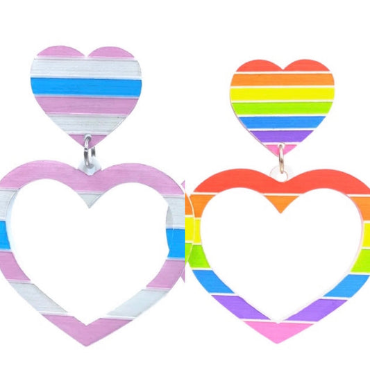 Mixed 'Pride Flag' Heart Earrings