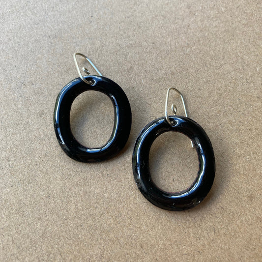 Black Enamel Hoops