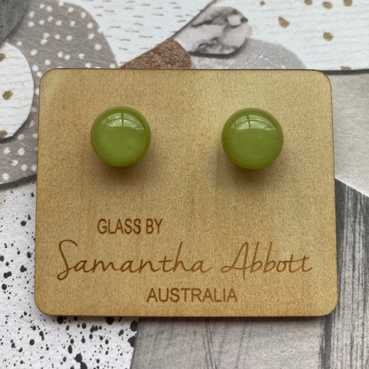 Pair 13 - Olive Green Glass Studs