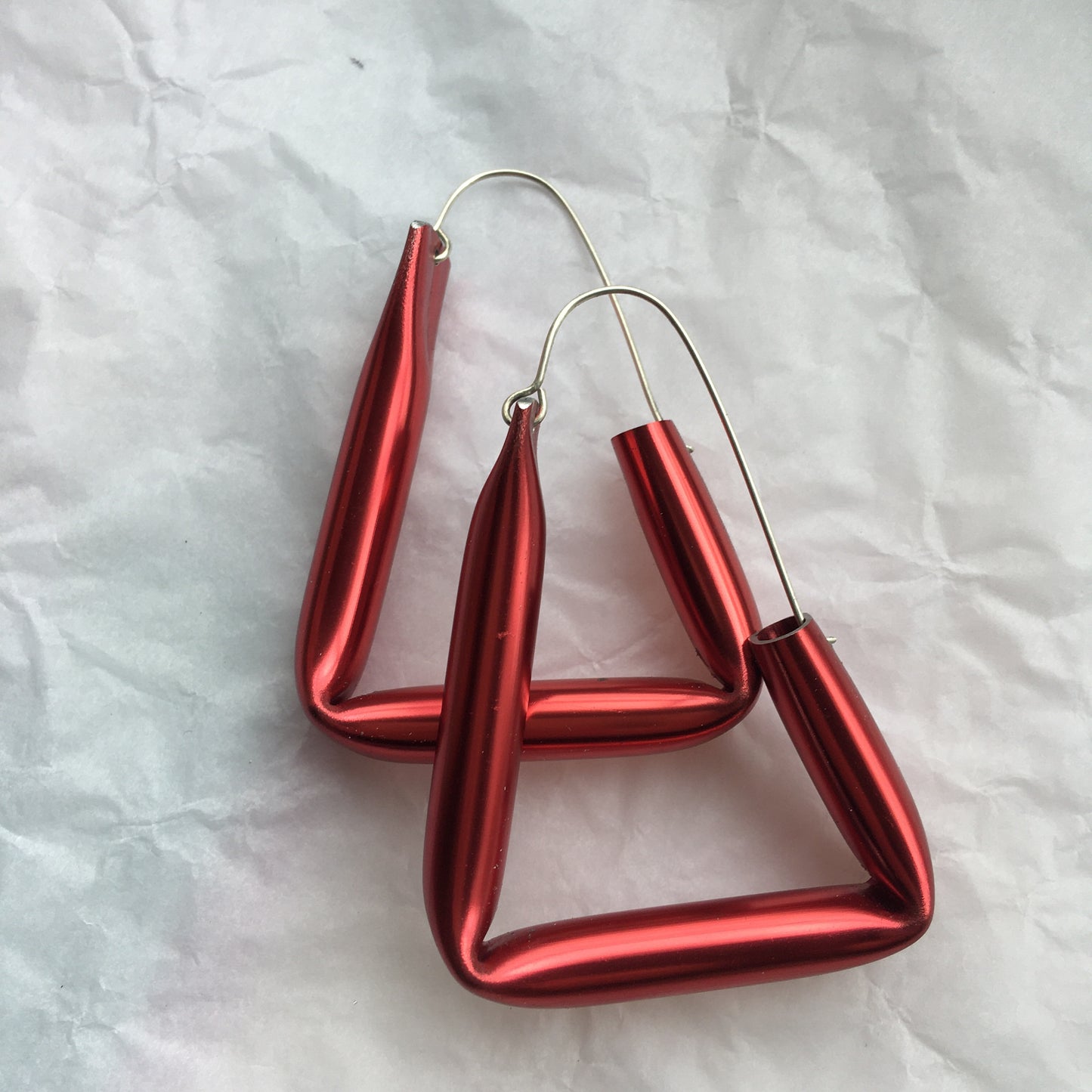 Red Short Straw Earrings