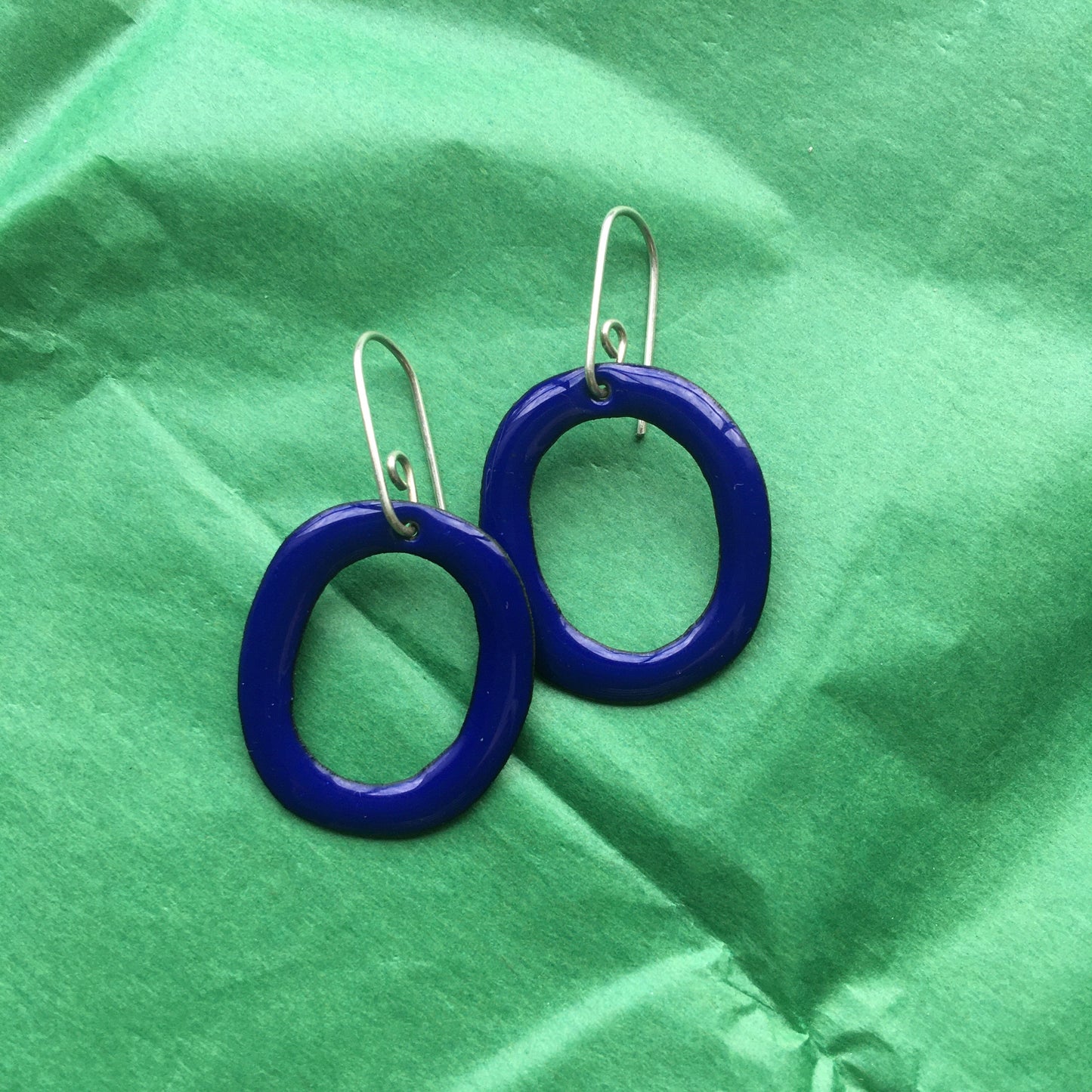 Claire - Cobalt Blue Enamel Hoops