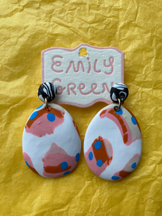White and Caramel Ink Drop Earrings