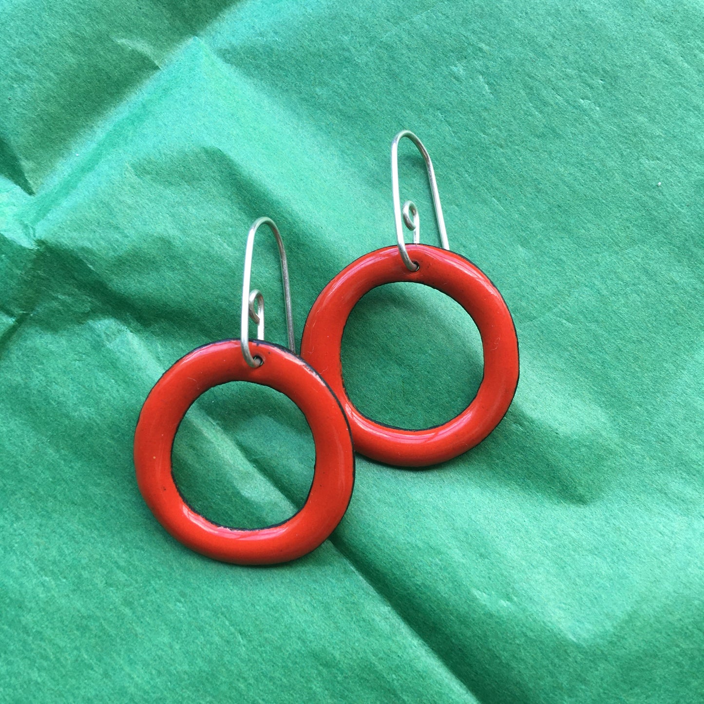 Ameenah - Red Enamel Hoops