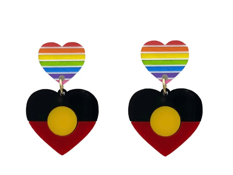 'Indigenous Rainbow Pride' Heart Earrings