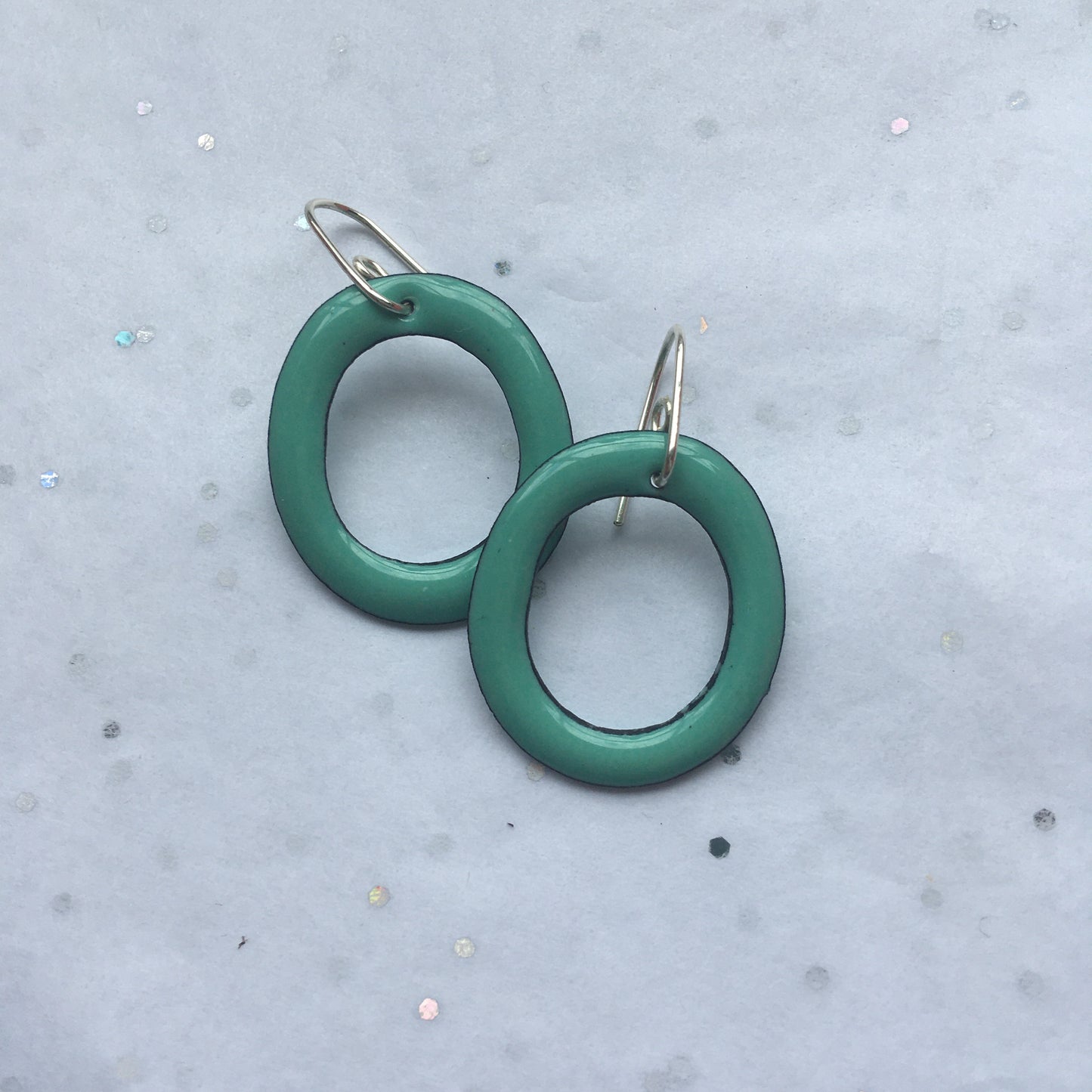 Sarah - Seafoam Green Enamel Hoops