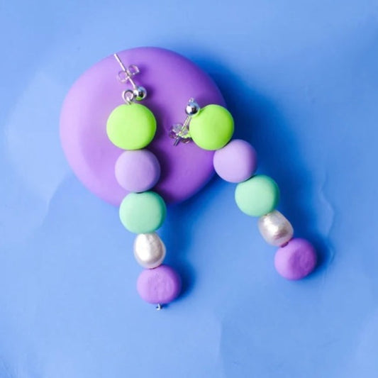 Aquarius Beaded Pearl Earrings