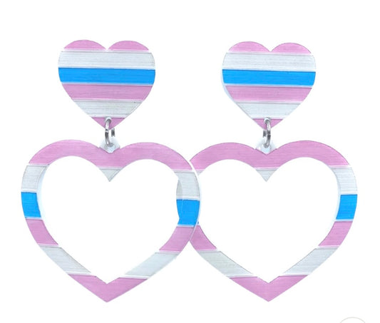 Trans 'Pride Flag' Heart Earrings