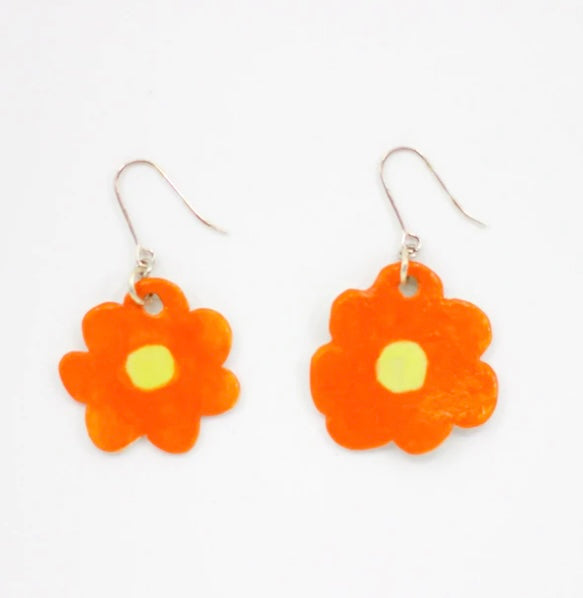 Orange Daisy Earrings