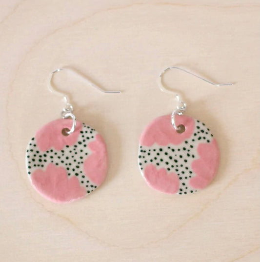 Pink Blossom Circle Earrings