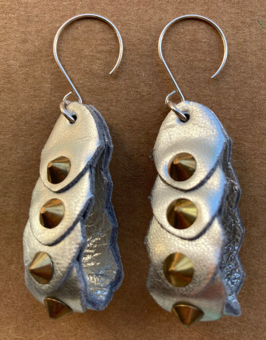 Silver 9 Scale Studded Earrings