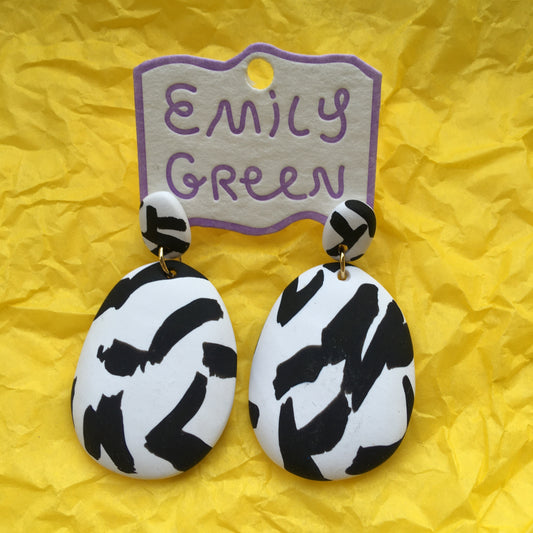 Black and White Texta Drop Earrings