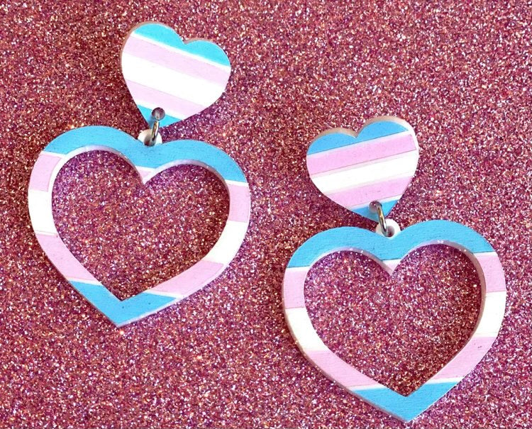 Trans 'Pride Flag' Heart Earrings