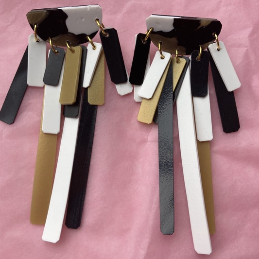 Black, White and Gold Shimmy Dangles